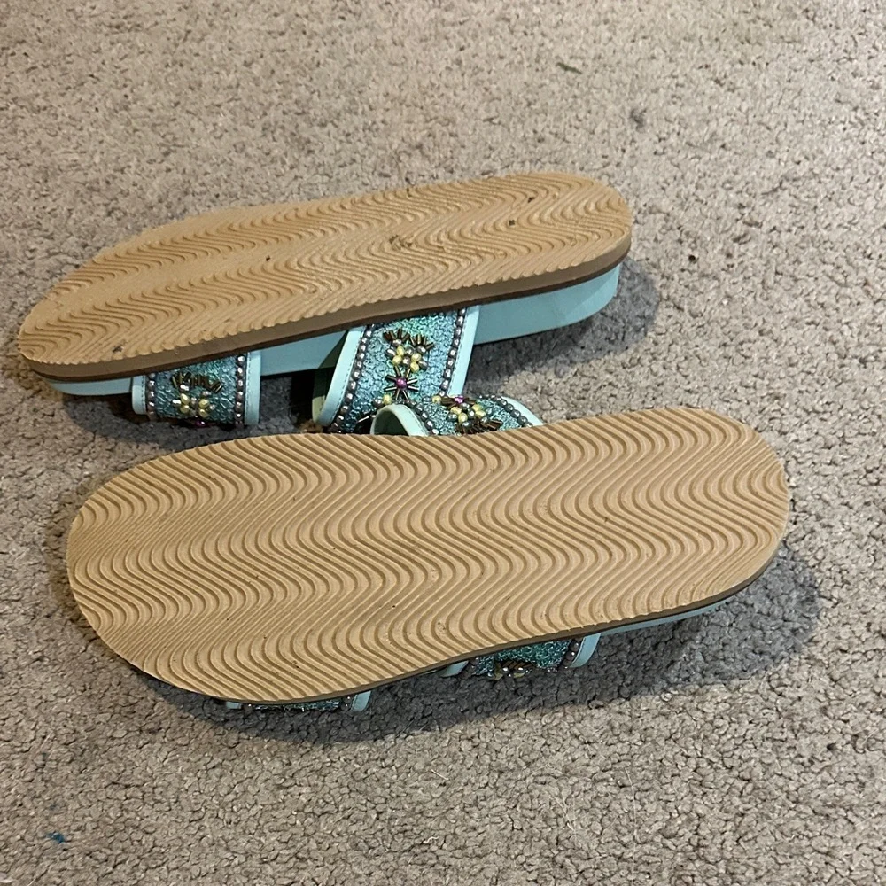 Sam Edelman Turquoise Beaded Slide Sandals - Picture 4 of 5